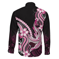 Pink Black Aloha Hawaii Family Matching Tank Maxi Dress and Hawaiian Shirt Polynesian Shark Tattoo Plumeria