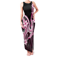 Pink Black Aloha Hawaii Family Matching Tank Maxi Dress and Hawaiian Shirt Polynesian Shark Tattoo Plumeria