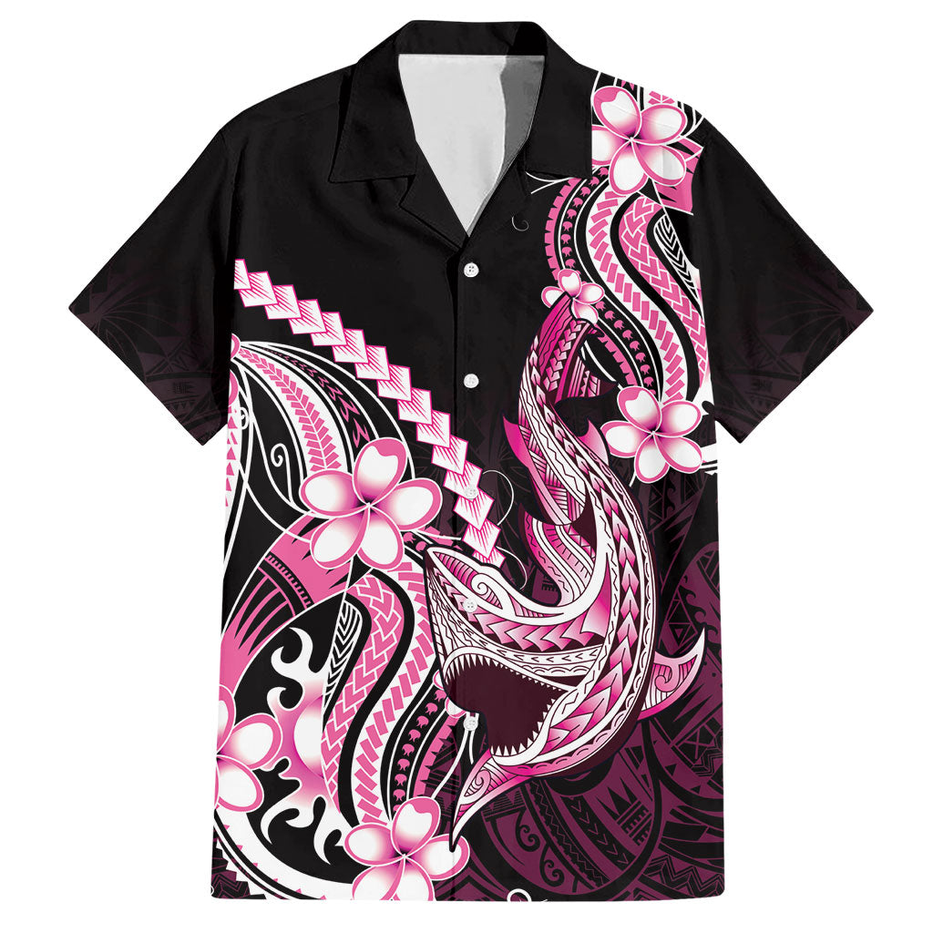 Pink Black Aloha Hawaii Hawaiian Shirt Polynesian Shark Tattoo Plumeria LT14 Pink - Polynesian Pride