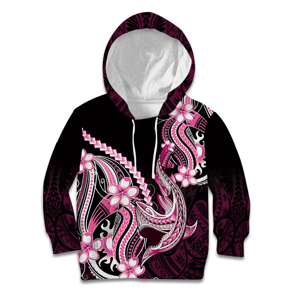Pink Black Aloha Hawaii Kid Hoodie Polynesian Shark Tattoo Plumeria LT14 Hoodie Pink - Polynesian Pride