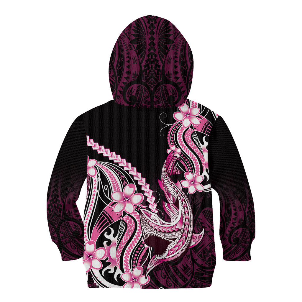 Pink Black Aloha Hawaii Kid Hoodie Polynesian Shark Tattoo Plumeria