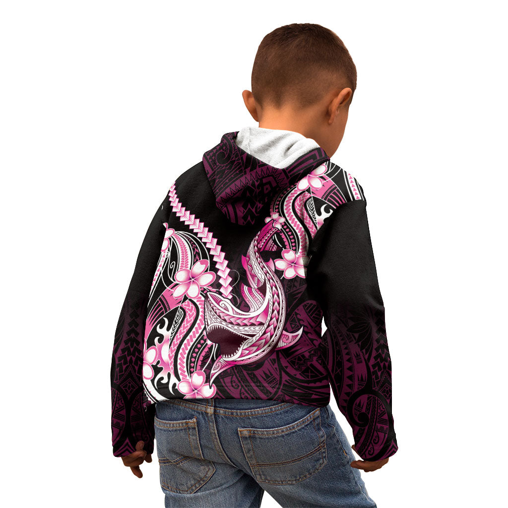 Pink Black Aloha Hawaii Kid Hoodie Polynesian Shark Tattoo Plumeria