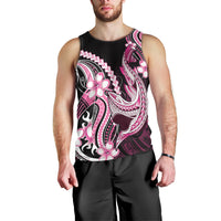 Pink Black Aloha Hawaii Men Tank Top Polynesian Shark Tattoo Plumeria