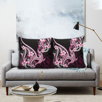 Pink Black Aloha Hawaii Pillow Cover Polynesian Shark Tattoo Plumeria