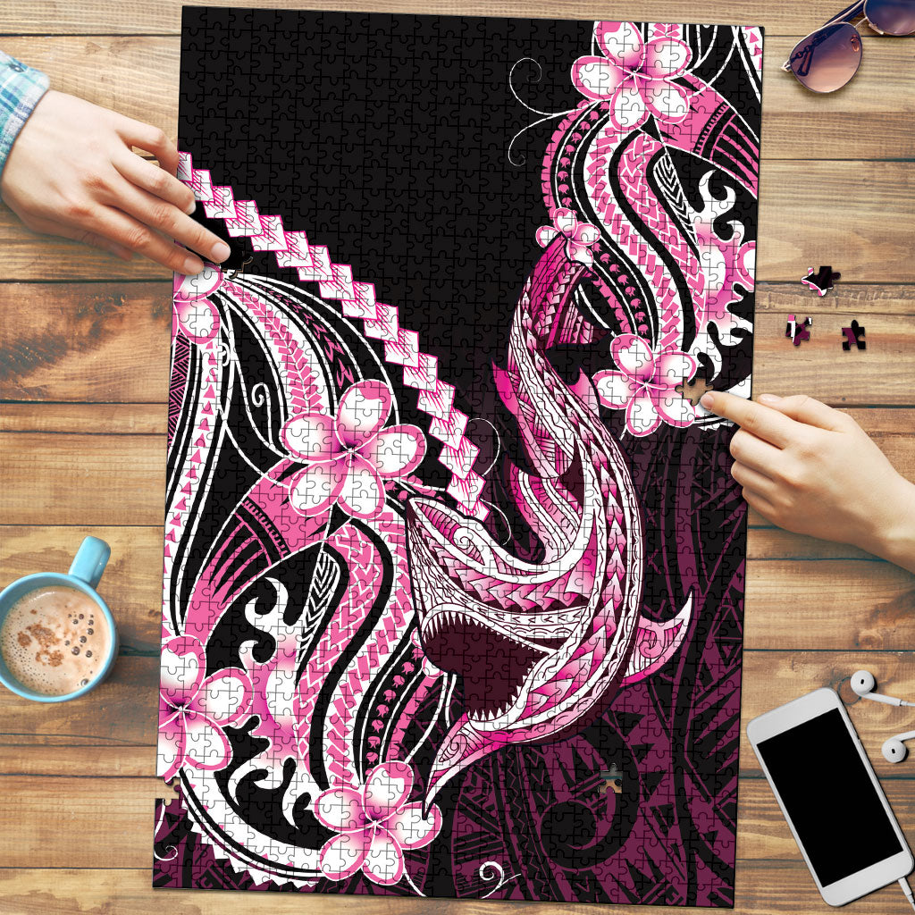 Pink Black Aloha Hawaii Puzzle Polynesian Shark Tattoo Plumeria LT14 Pink - Polynesian Pride