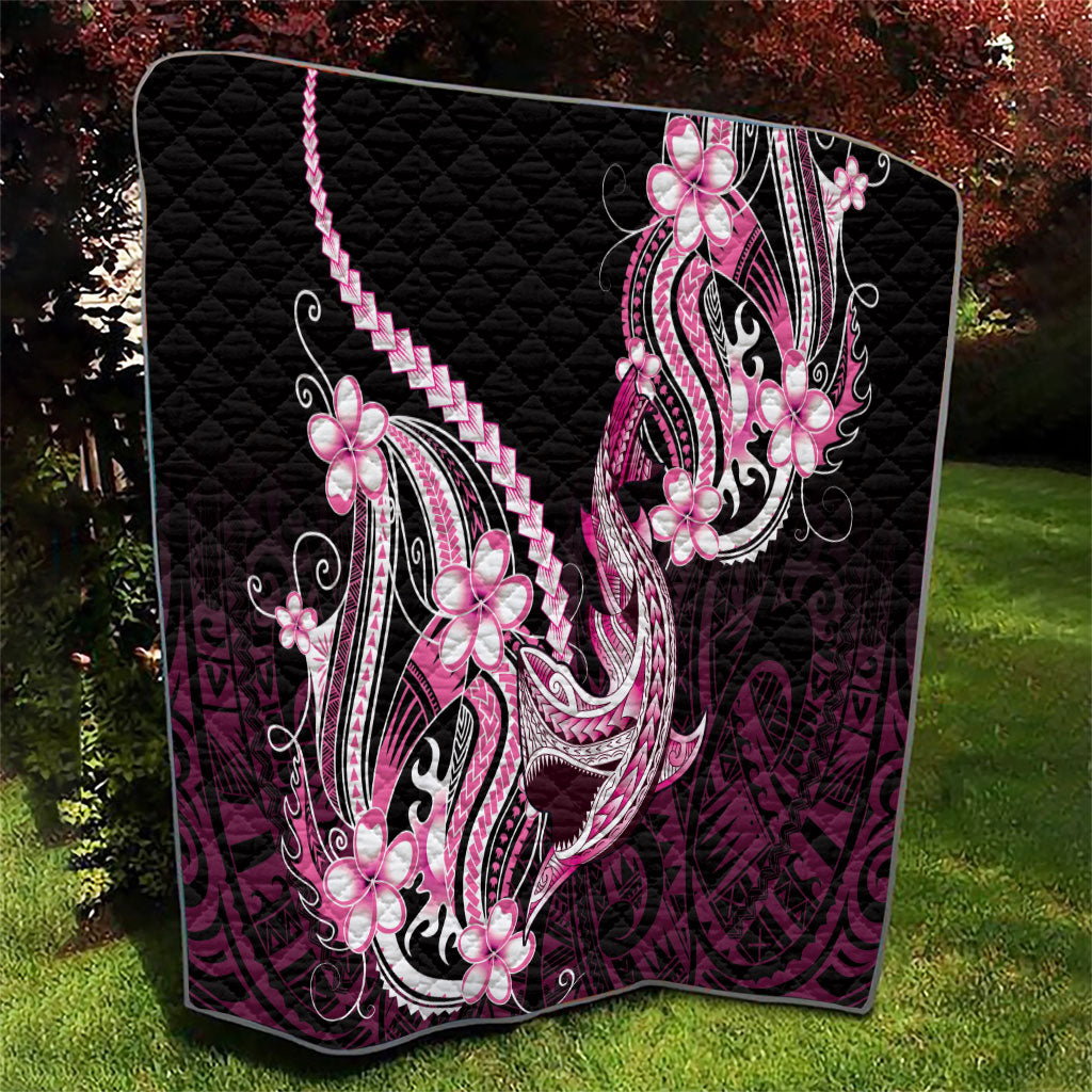 Pink Black Aloha Hawaii Quilt Polynesian Shark Tattoo Plumeria