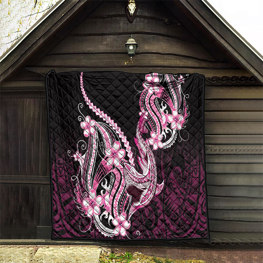 Pink Black Aloha Hawaii Quilt Polynesian Shark Tattoo Plumeria