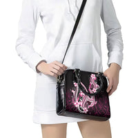 Pink Black Aloha Hawaii Shoulder Handbag Polynesian Shark Tattoo Plumeria
