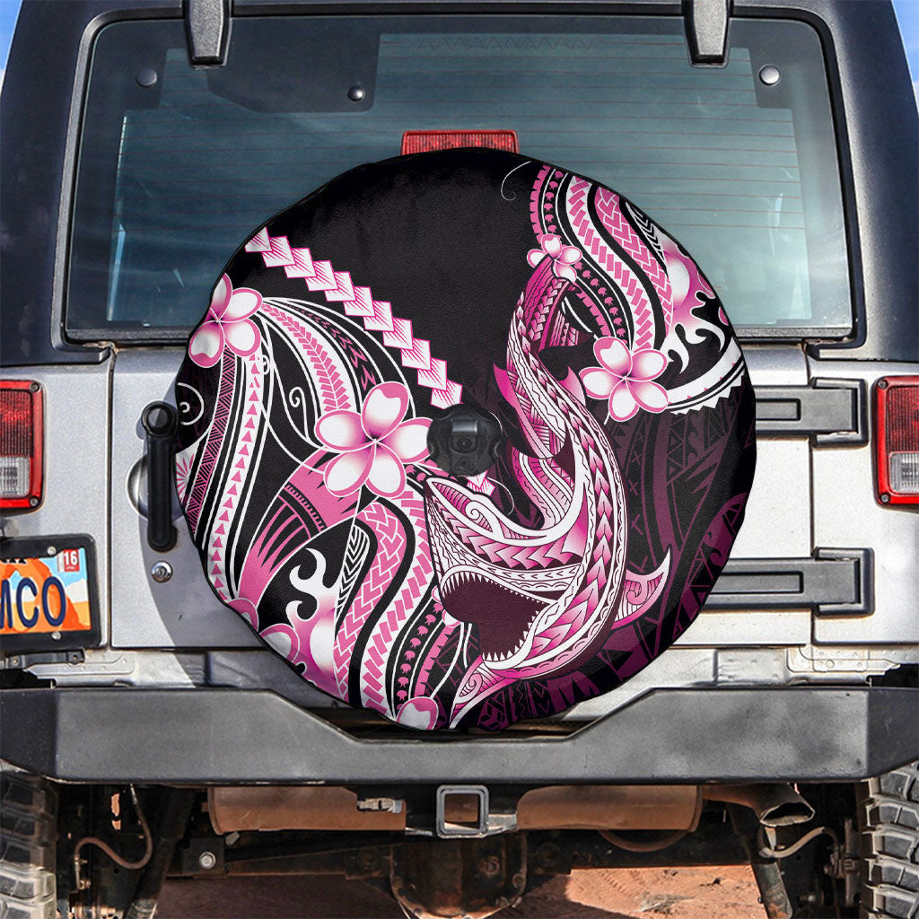 Pink Black Aloha Hawaii Spare Tire Cover Polynesian Shark Tattoo Plumeria