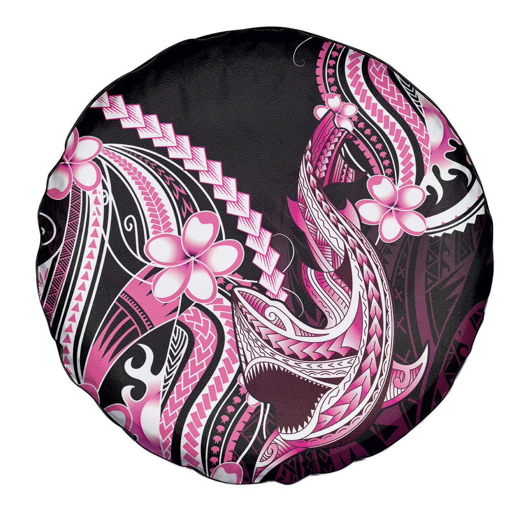Pink Black Aloha Hawaii Spare Tire Cover Polynesian Shark Tattoo Plumeria