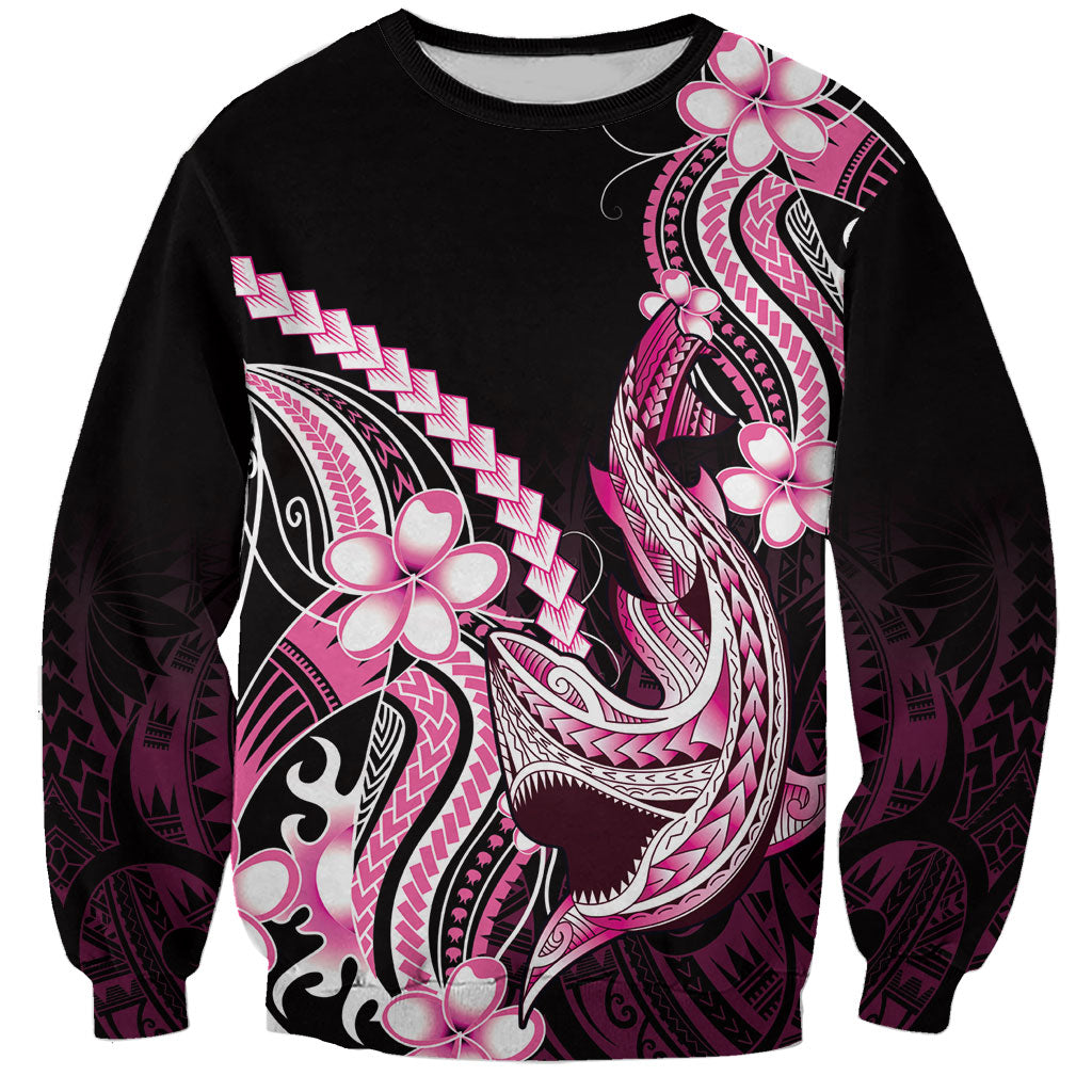 Pink Black Aloha Hawaii Sweatshirt Polynesian Shark Tattoo Plumeria