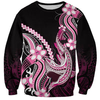Pink Black Aloha Hawaii Sweatshirt Polynesian Shark Tattoo Plumeria