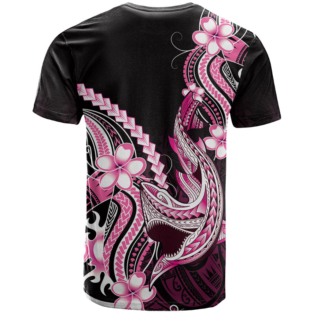 Pink Black Aloha Hawaii T Shirt Polynesian Shark Tattoo Plumeria