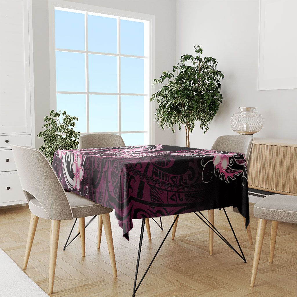 Pink Black Aloha Hawaii Tablecloth Polynesian Shark Tattoo Plumeria