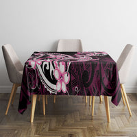 Pink Black Aloha Hawaii Tablecloth Polynesian Shark Tattoo Plumeria