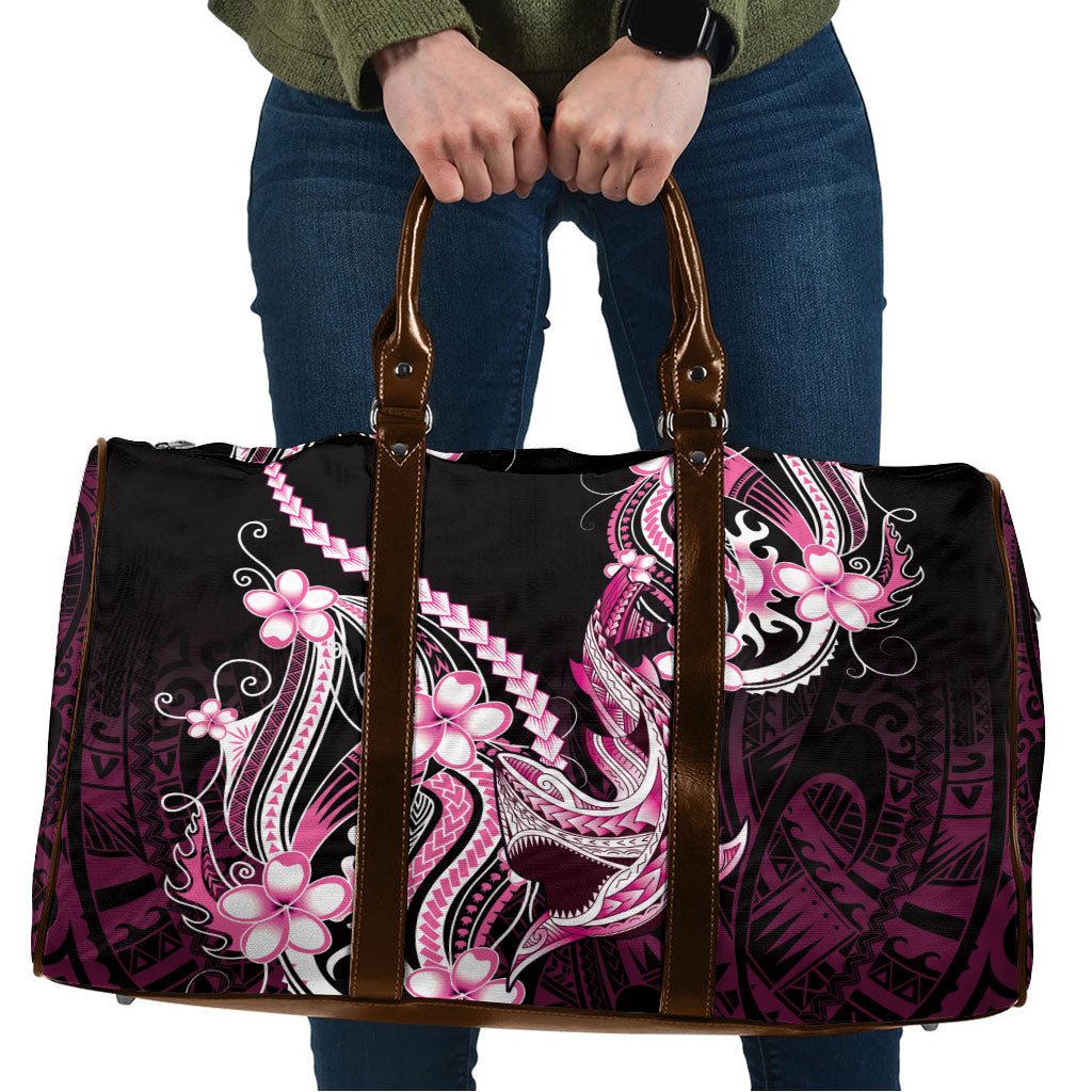 Pink Black Aloha Hawaii Travel Bag Polynesian Shark Tattoo Plumeria