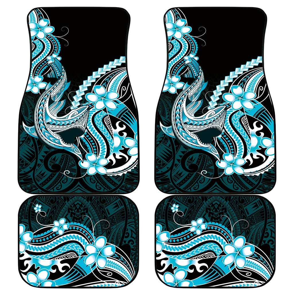 Blue Black Aloha Hawaii Car Mats Polynesian Shark Tattoo Plumeria