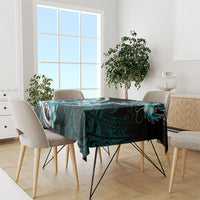 Blue Black Aloha Hawaii Tablecloth Polynesian Shark Tattoo Plumeria
