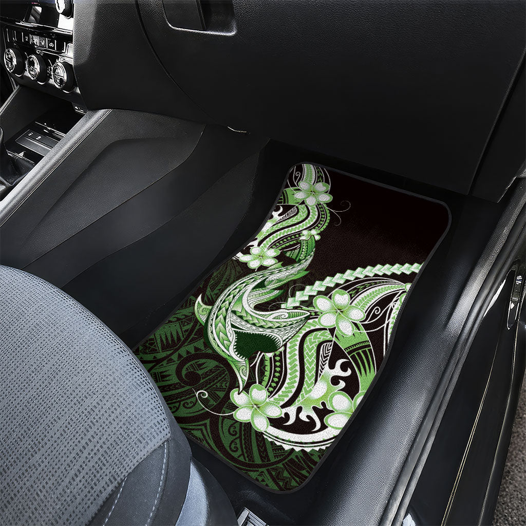 Green Black Aloha Hawaii Car Mats Polynesian Shark Tattoo Plumeria