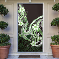 Green Black Aloha Hawaii Door Cover Polynesian Shark Tattoo Plumeria