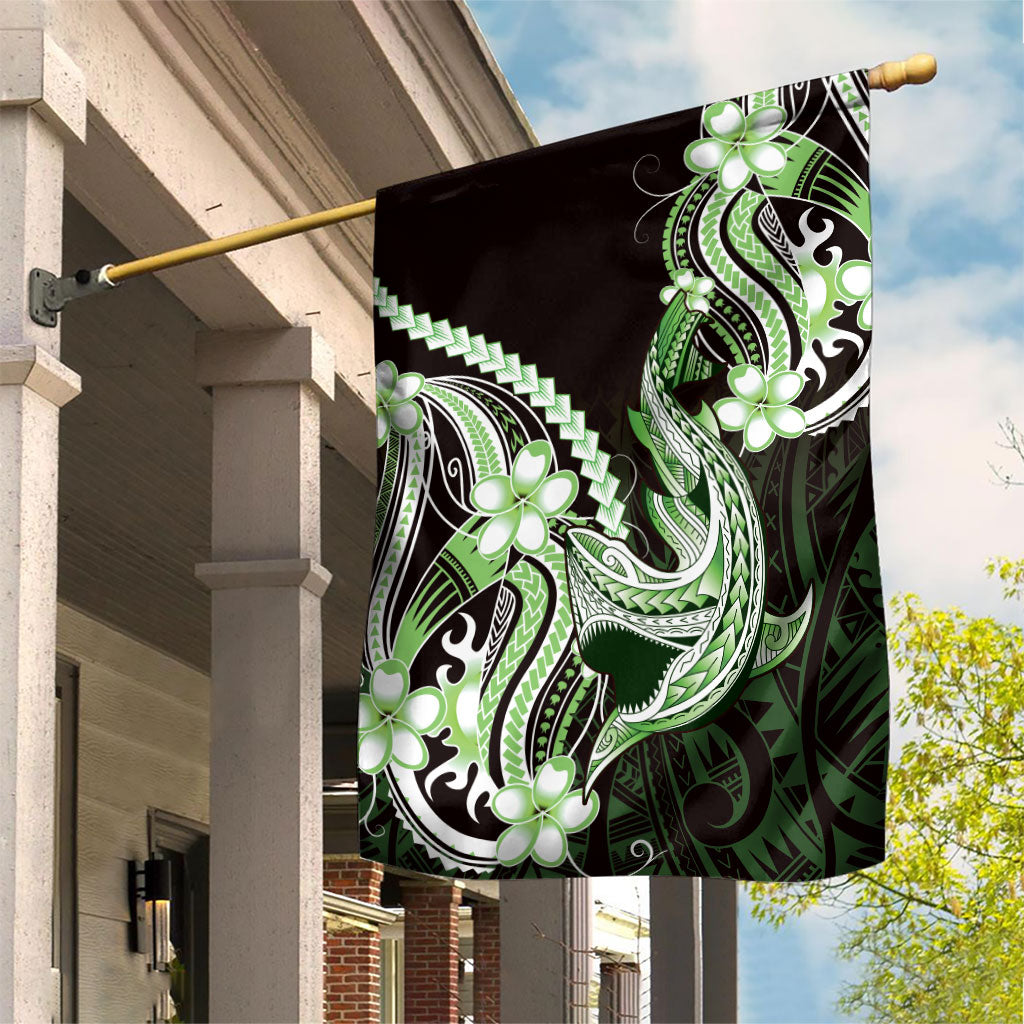 Green Black Aloha Hawaii Garden Flag Polynesian Shark Tattoo Plumeria LT14 House Flag Green - Polynesian Pride