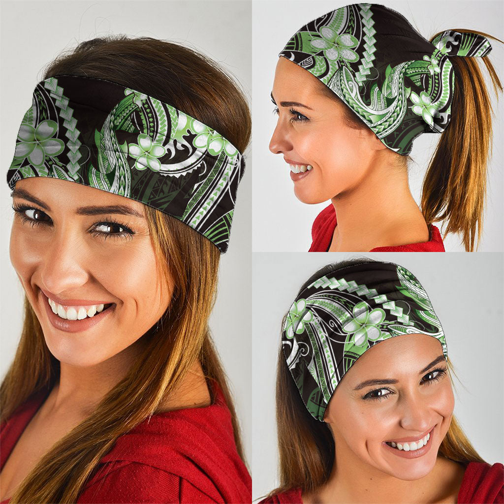 Green Black Aloha Hawaii Neck Gaiter Polynesian Shark Tattoo Plumeria