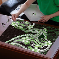 Green Black Aloha Hawaii Puzzle Polynesian Shark Tattoo Plumeria