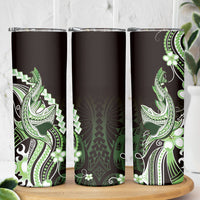 Green Black Aloha Hawaii Skinny Tumbler Polynesian Shark Tattoo Plumeria
