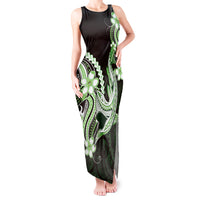 Green Black Aloha Hawaii Tank Maxi Dress Polynesian Shark Tattoo Plumeria