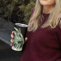 Green Black Aloha Hawaii Tumbler Cup Polynesian Shark Tattoo Plumeria