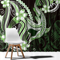 Green Black Aloha Hawaii Window Curtain Polynesian Shark Tattoo Plumeria