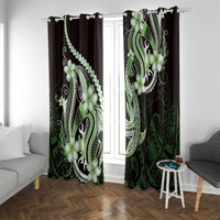 Green Black Aloha Hawaii Window Curtain Polynesian Shark Tattoo Plumeria