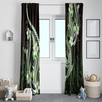 Green Black Aloha Hawaii Window Curtain Polynesian Shark Tattoo Plumeria