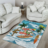 Hawaii Summer Christmas Area Rug Surfing Santa Shaka Catch The Wave