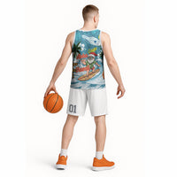 Hawaii Summer Christmas Basketball Jersey Surfing Santa Shaka Catch The Wave