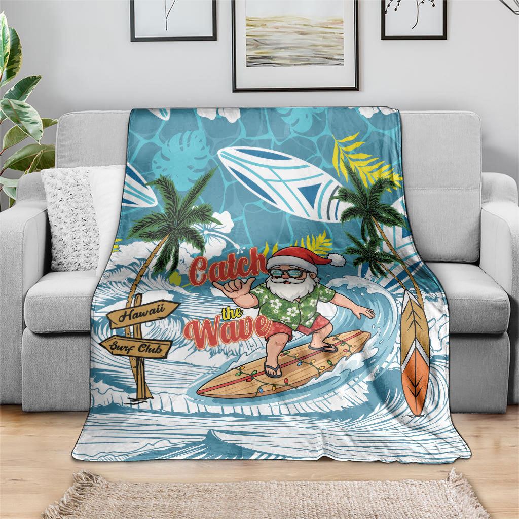 Hawaii Summer Christmas Blanket Surfing Santa Shaka Catch The Wave