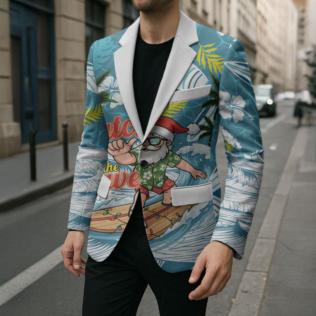 Hawaii Summer Christmas Blazer Surfing Santa Shaka Catch The Wave