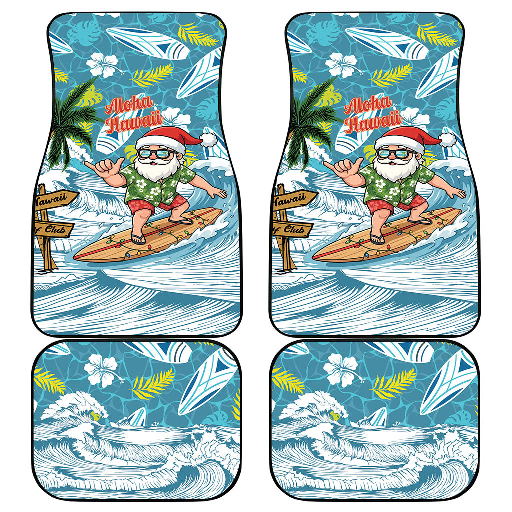 Hawaii Summer Christmas Car Mats Surfing Santa Shaka Catch The Wave