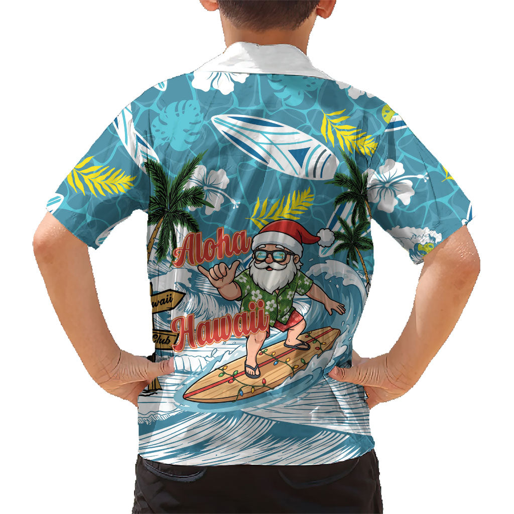 Hawaii Summer Christmas Family Matching Long Sleeve Bodycon Dress and Hawaiian Shirt Surfing Santa Shaka Catch The Wave