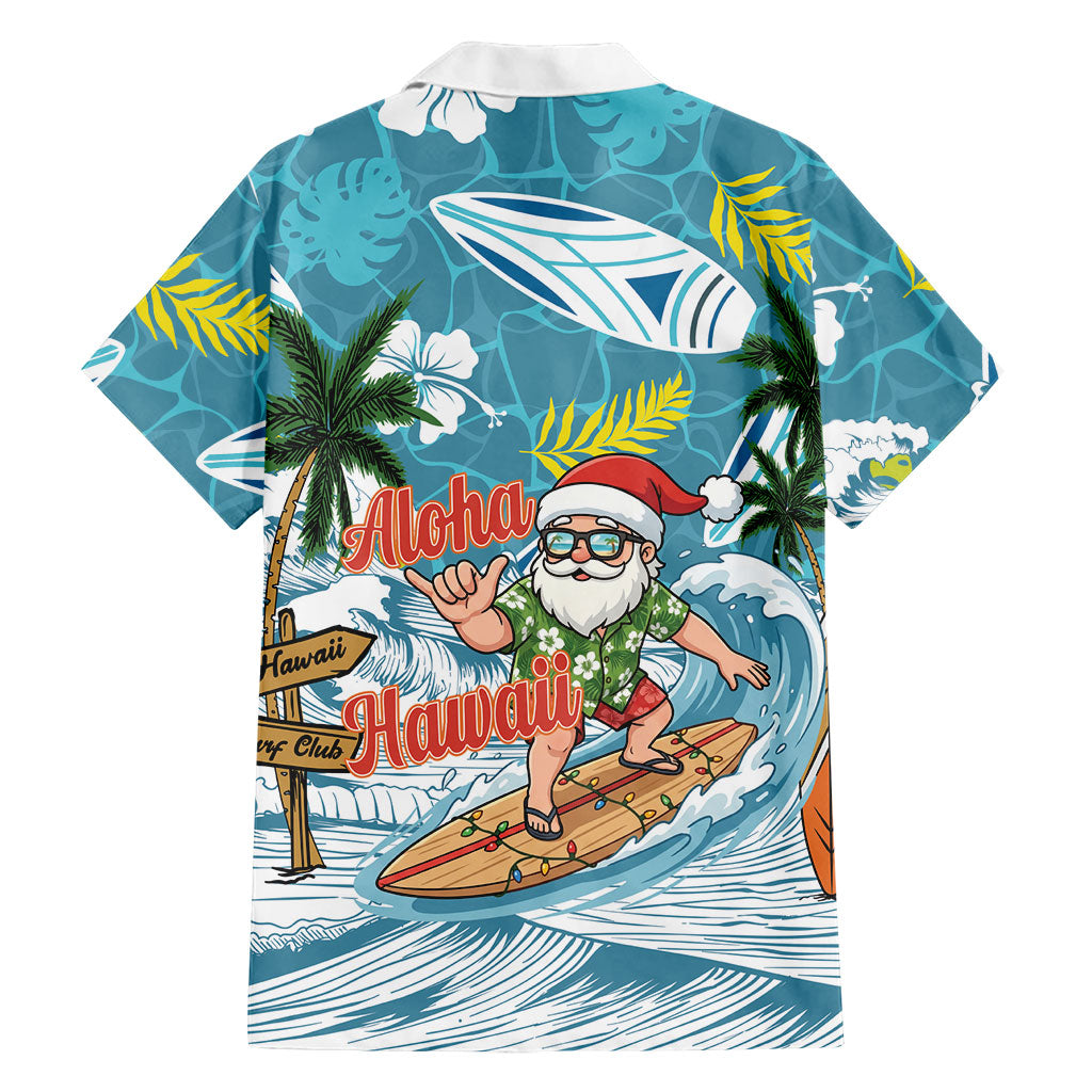 Hawaii Summer Christmas Family Matching Long Sleeve Bodycon Dress and Hawaiian Shirt Surfing Santa Shaka Catch The Wave