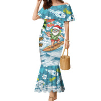 Hawaii Summer Christmas Family Matching Mermaid Dress and Hawaiian Shirt Surfing Santa Shaka Catch The Wave