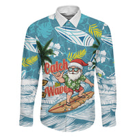 Hawaii Summer Christmas Family Matching Short Sleeve Bodycon Dress and Hawaiian Shirt Surfing Santa Shaka Catch The Wave
