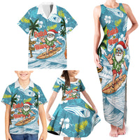 Hawaii Summer Christmas Family Matching Tank Maxi Dress and Hawaiian Shirt Surfing Santa Shaka Catch The Wave