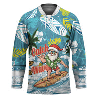 Hawaii Summer Christmas Hockey Jersey Surfing Santa Shaka Catch The Wave