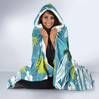 Hawaii Summer Christmas Hooded Blanket Surfing Santa Shaka Catch The Wave