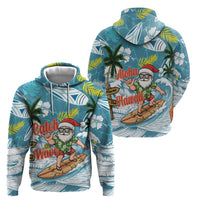 Hawaii Summer Christmas Hoodie Surfing Santa Shaka Catch The Wave