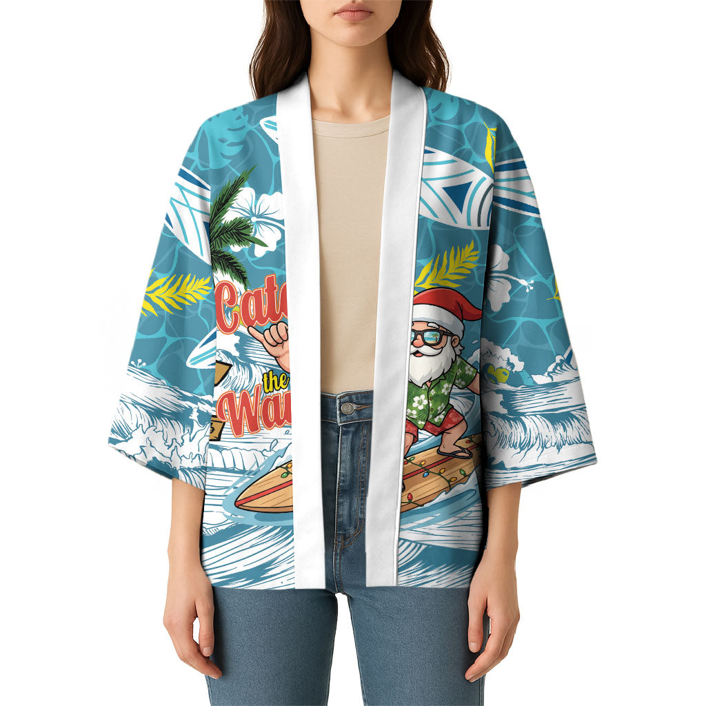 Hawaii Summer Christmas Kimono Surfing Santa Shaka Catch The Wave
