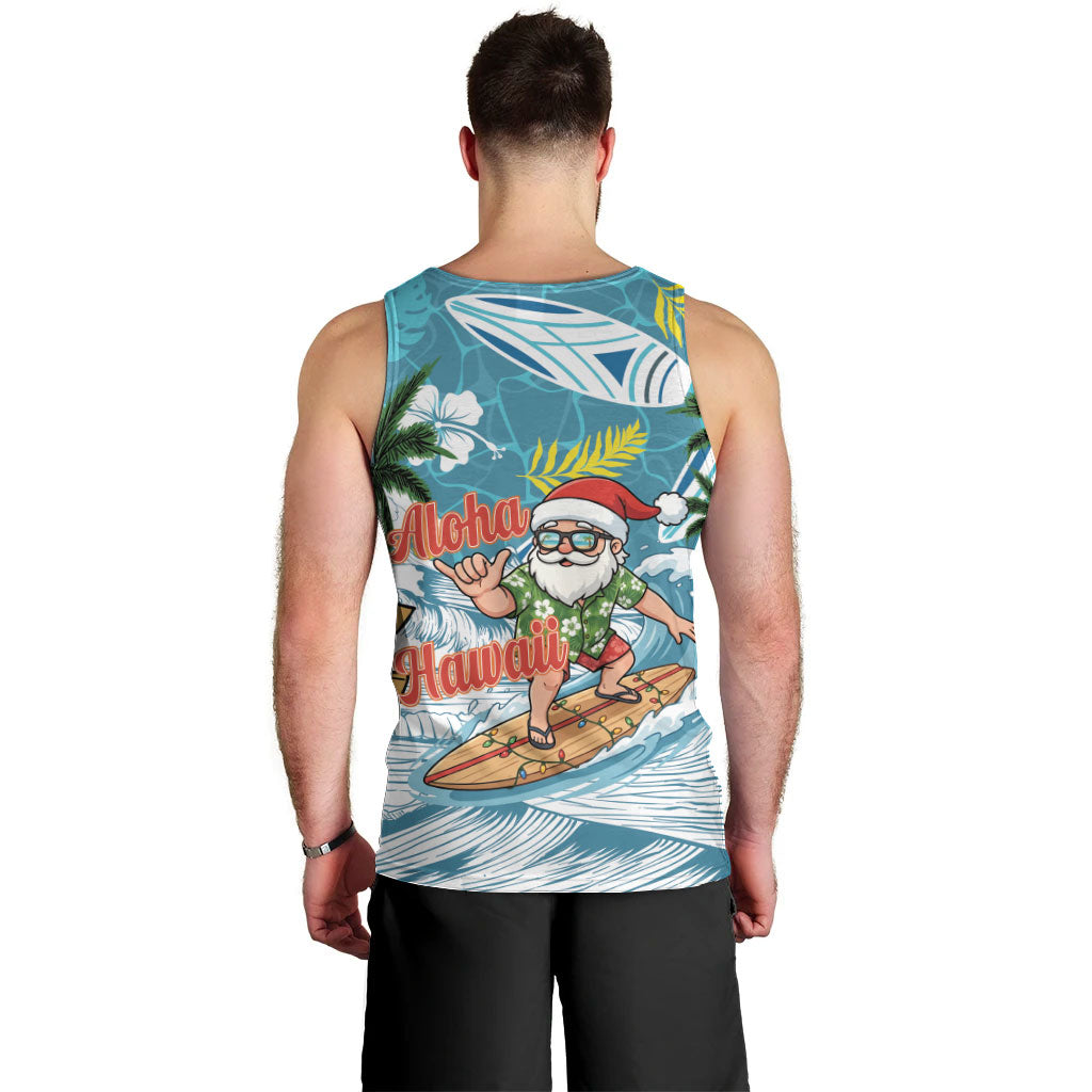 Hawaii Summer Christmas Men Tank Top Surfing Santa Shaka Catch The Wave