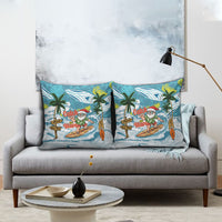 Hawaii Summer Christmas Pillow Cover Surfing Santa Shaka Catch The Wave