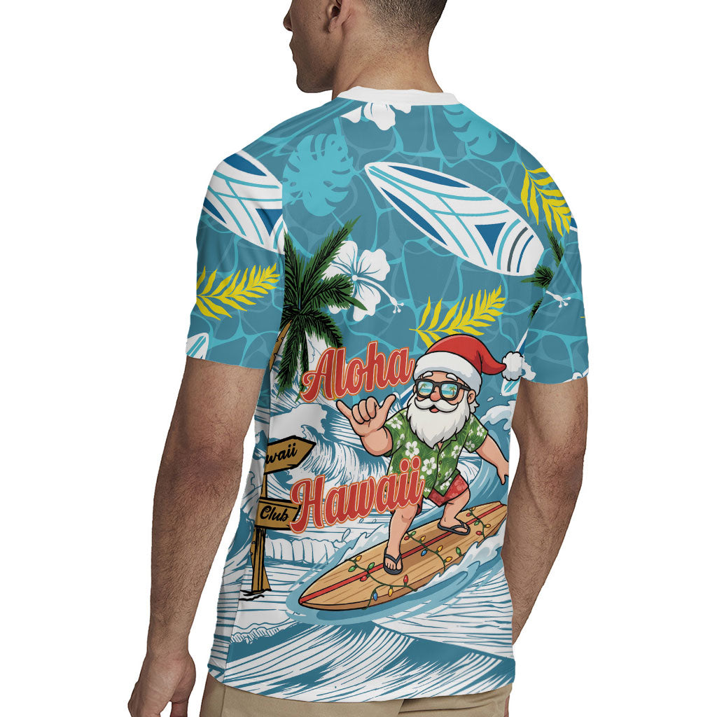 Hawaii Summer Christmas Rugby Jersey Surfing Santa Shaka Catch The Wave